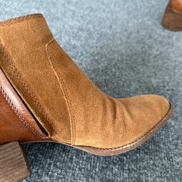 Madewell Asher Booties Womens 7 Brown Suede Leather Side Zip Heel Casual Boots - Picture 11 of 16